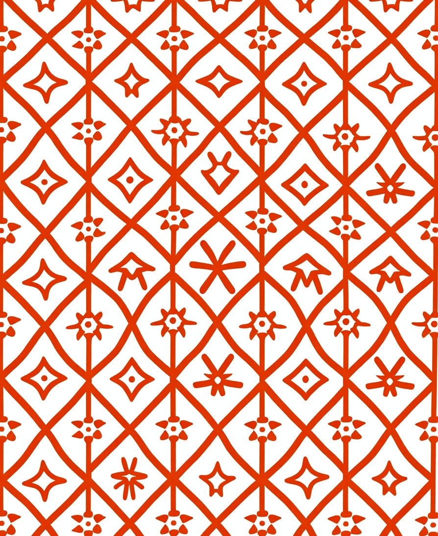 Geometric Diamond Lattice Star Pattern Rug