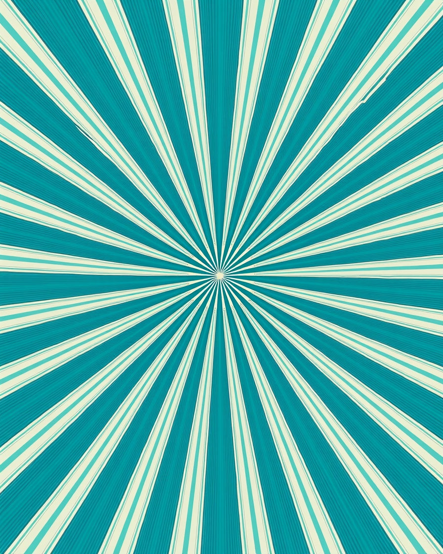 Radiant Teal Cream Sunburst Rug