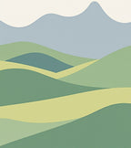 Serene Green Hills Landscape Design Rug