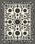 Intricate Floral Mandala Black and White Rug