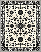 Intricate Floral Mandala Black and White Rug