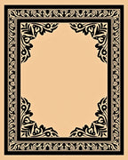 Bold Black Ornamental Square Pattern Rug