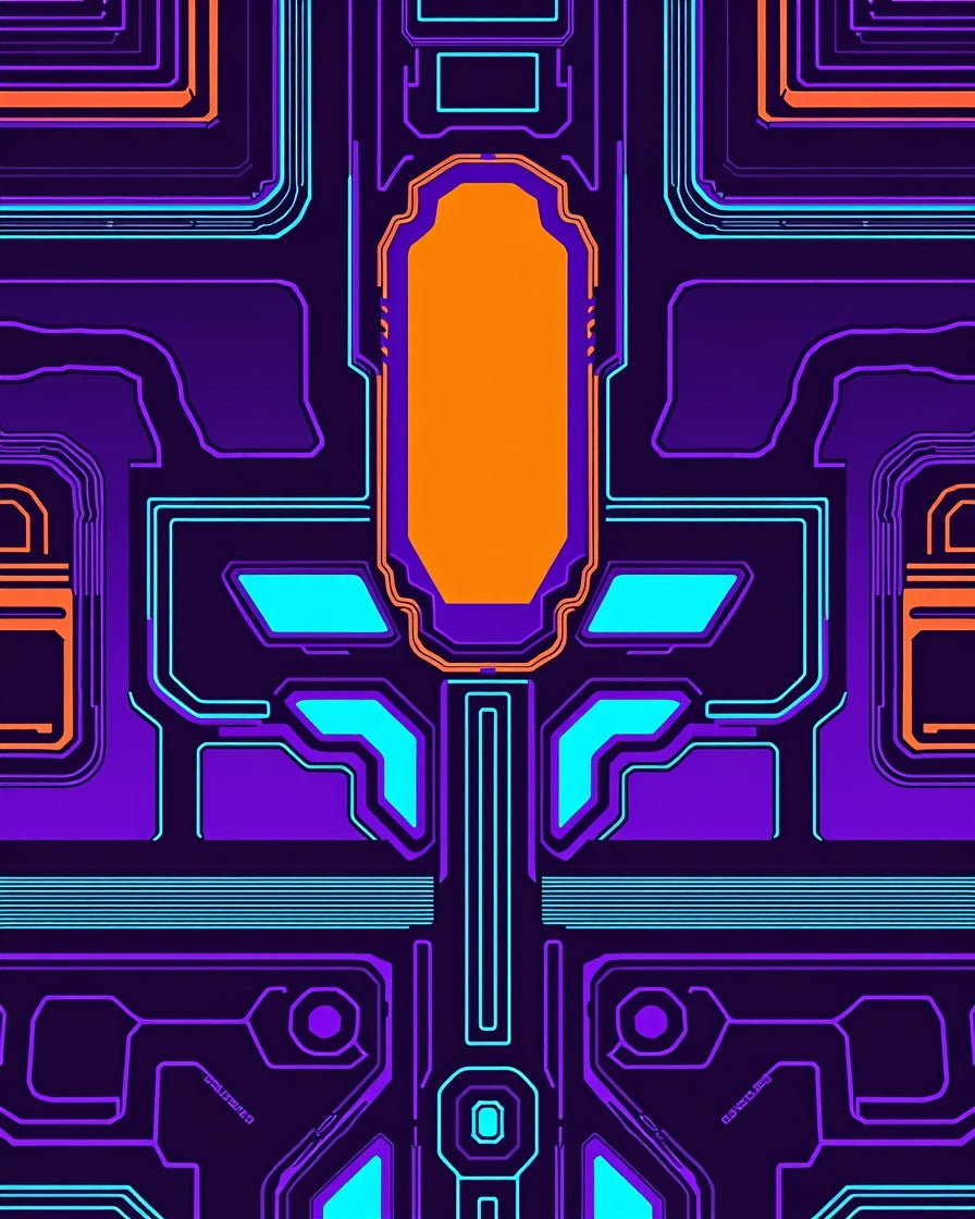Future Circuit Board Geometric Rug
