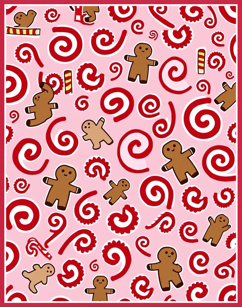 Pink Gingerbread Swirl Candy Cane Charm Rug