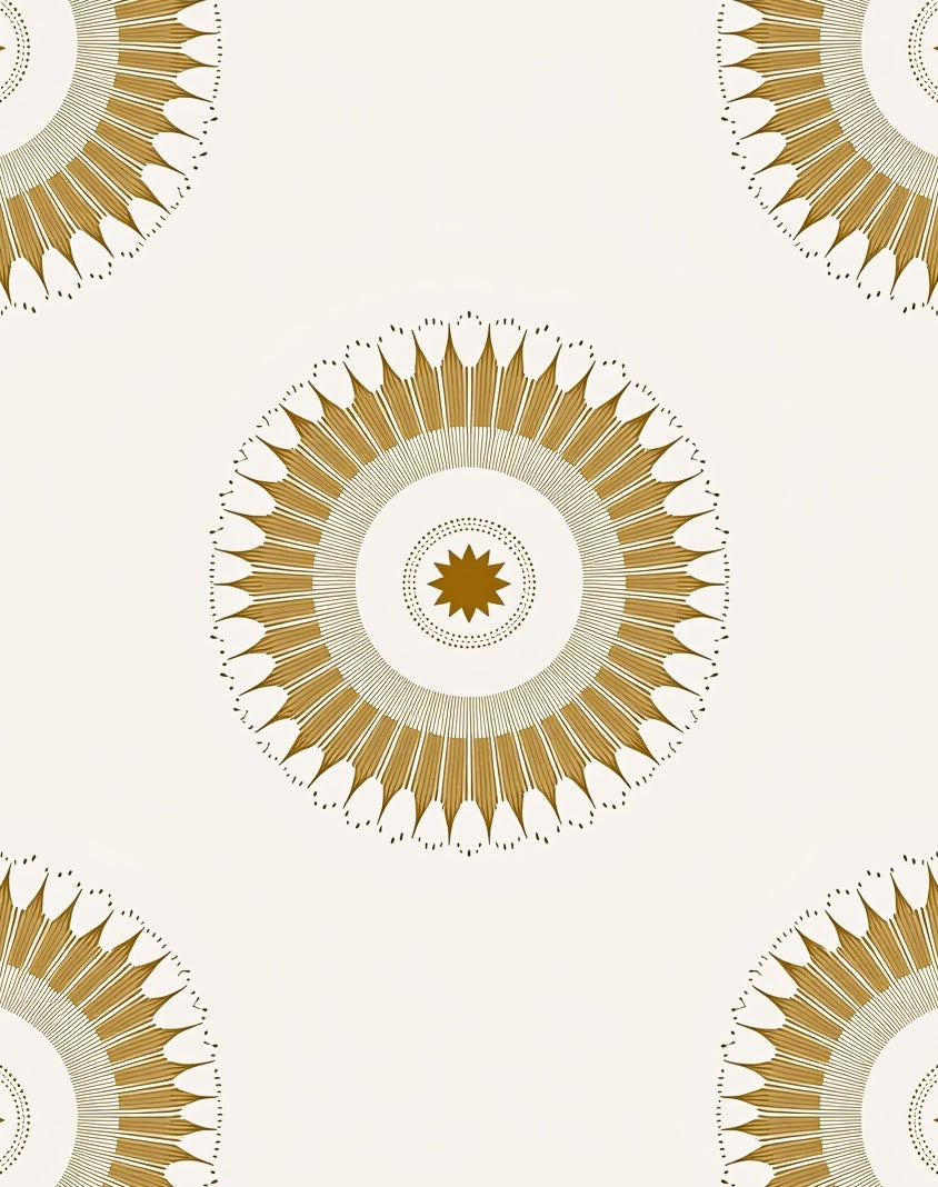 Golden Sunburst Mandala Pattern Rug