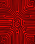 Bold Red Black Geometric Maze Rug