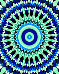 Abstract Blue Green Radial Mandala Rug