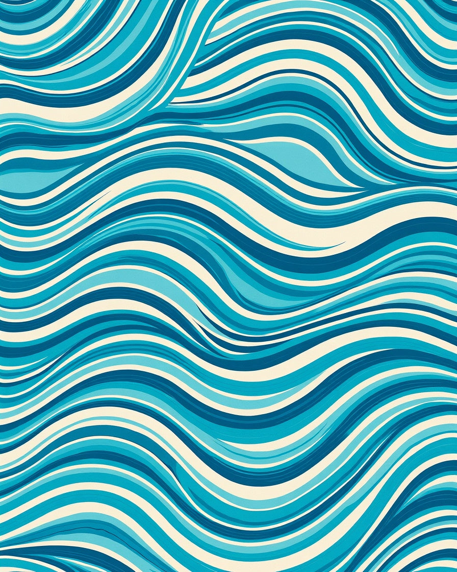 Ocean Blue Wavy Lines Rug