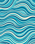 Ocean Blue Wavy Lines Rug