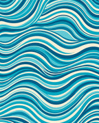 Ocean Blue Wavy Lines Rug