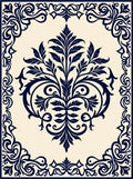 Navy Floral Scroll Classic Designed Rug