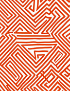 Bold Red Abstract Maze Pattern Rug