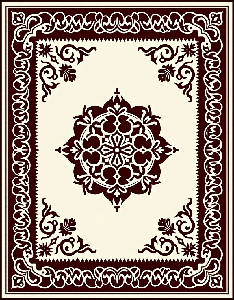 Classic Detailed Floral Border Design Rug