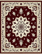 Ornate Floral Medallion Crimson Rug