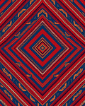 Bold Red Blue Geometric Diamond Pattern Rug