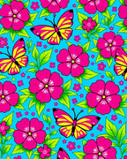 Vibrant Butterflies And Floral Pattern Rug