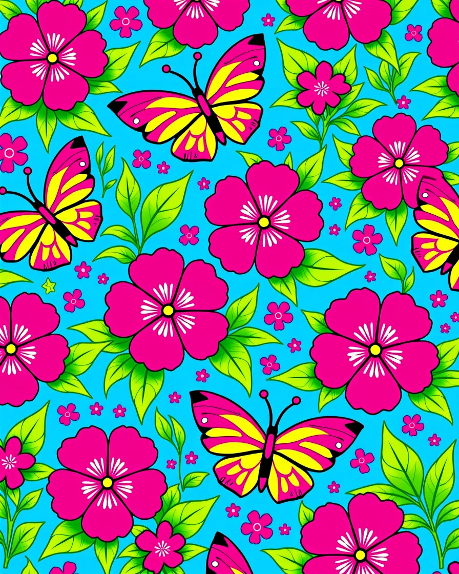 Vibrant Butterflies And Floral Pattern Rug