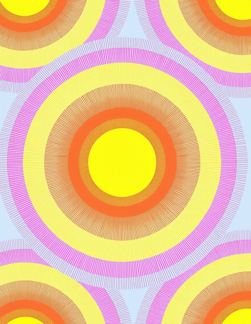 Retro Sunburst Rainbow Circular Pattern Rug