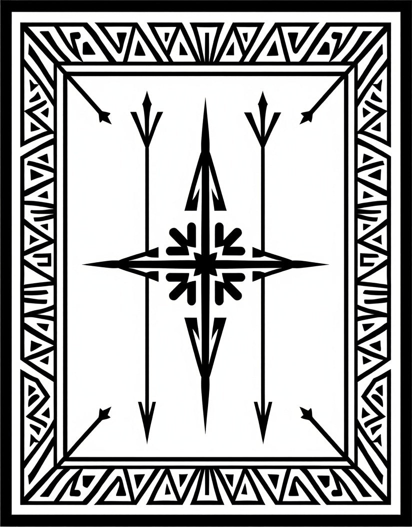 Abstract Geometric Arrow Compass Design Rug