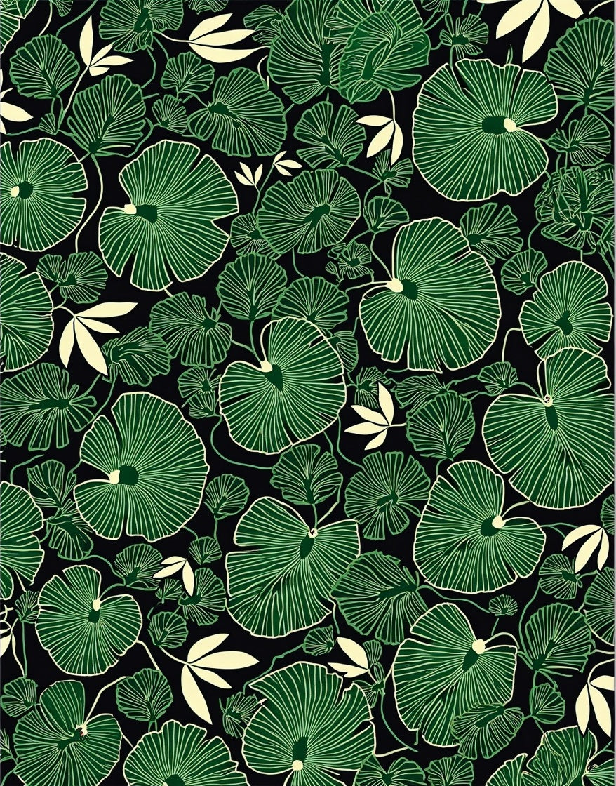 Green Leaf Vine Pattern Rug