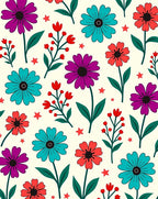 Bold Floral Pattern With Red Accents Rug