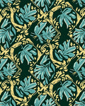 Teal Leaf Scroll Pattern Rug