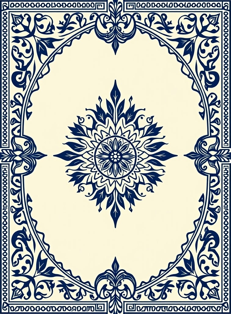 Elegant Floral Mandala Border Design Rug