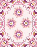 Whimsical Pink Floral Medallion Design Rug