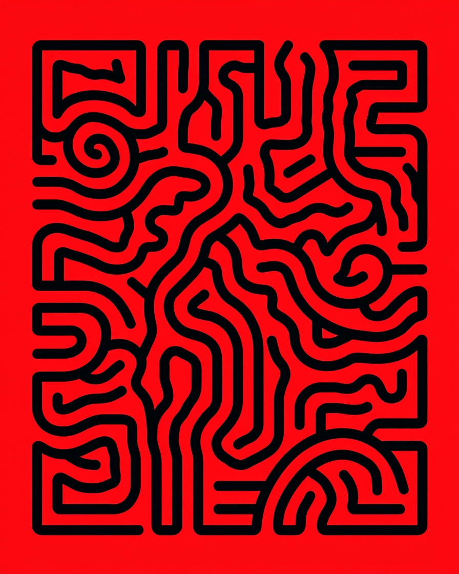 Bold Abstract Maze Pattern Rug