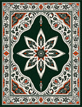 Intricate Floral Medallion Border Design Rug