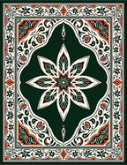 Intricate Floral Medallion Border Design Rug