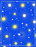 Radiant Sunburst Geometric Blue Gold Rug