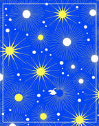 Radiant Sunburst Geometric Blue Gold Rug