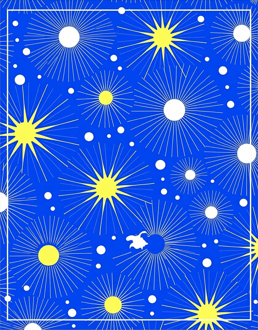 Radiant Sunburst Geometric Blue Gold Rug