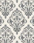 Classic Grey Damask Floral Pattern Rug