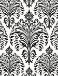 Classic Black White Damask Scroll Pattern Rug