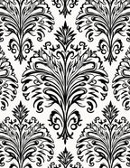 Classic Black White Damask Scroll Pattern Rug