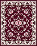 Rich Burgundy Floral Scrollwork Medina Rug