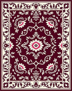 Rich Burgundy Floral Scrollwork Medina Rug