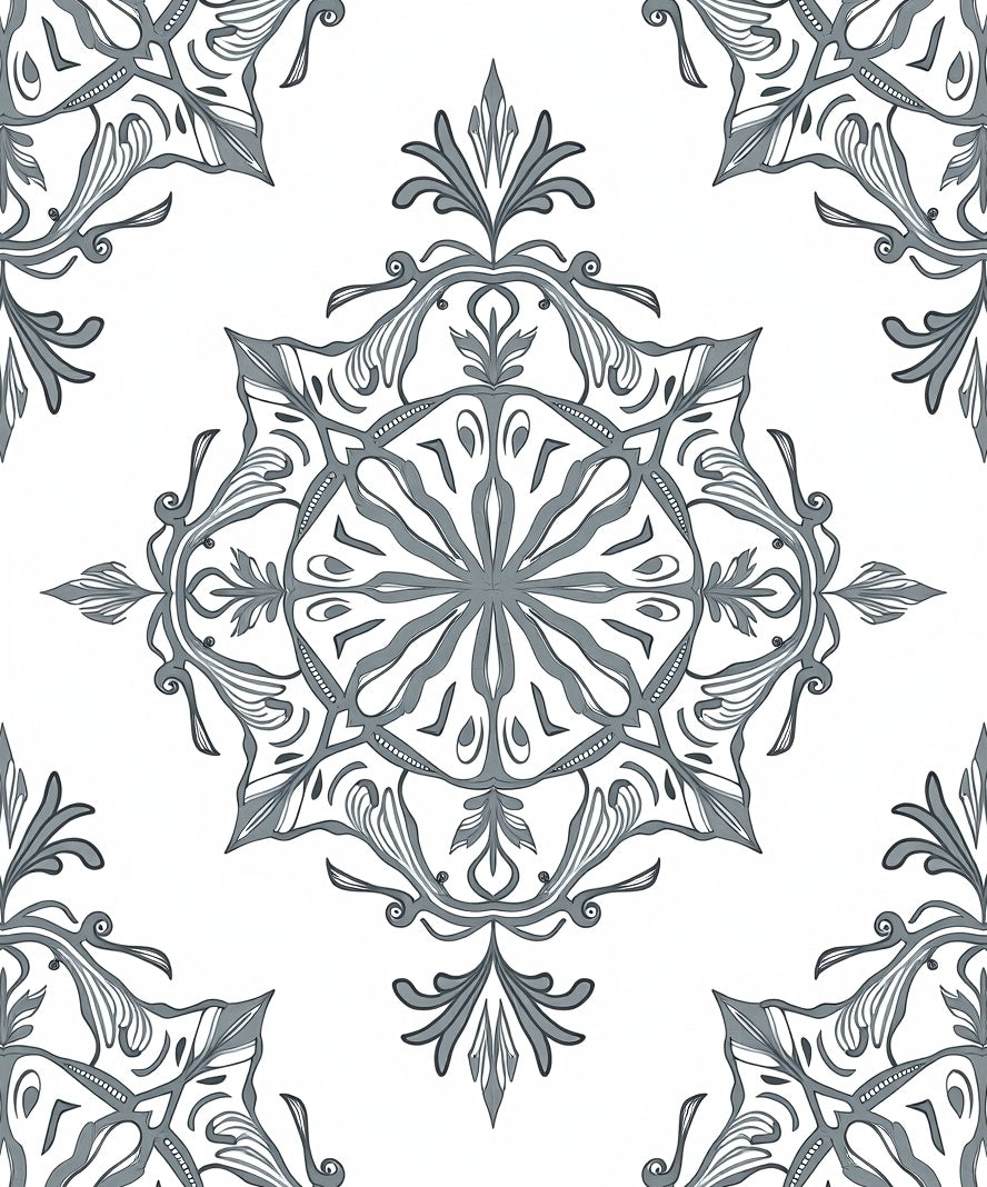 Elegant Grey Mandala Pattern Rug