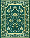 Elegant Teal Gold Floral Border Rug