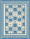 Classic Blue Cream Floral Pattern Rug