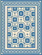 Classic Blue Cream Floral Pattern Rug