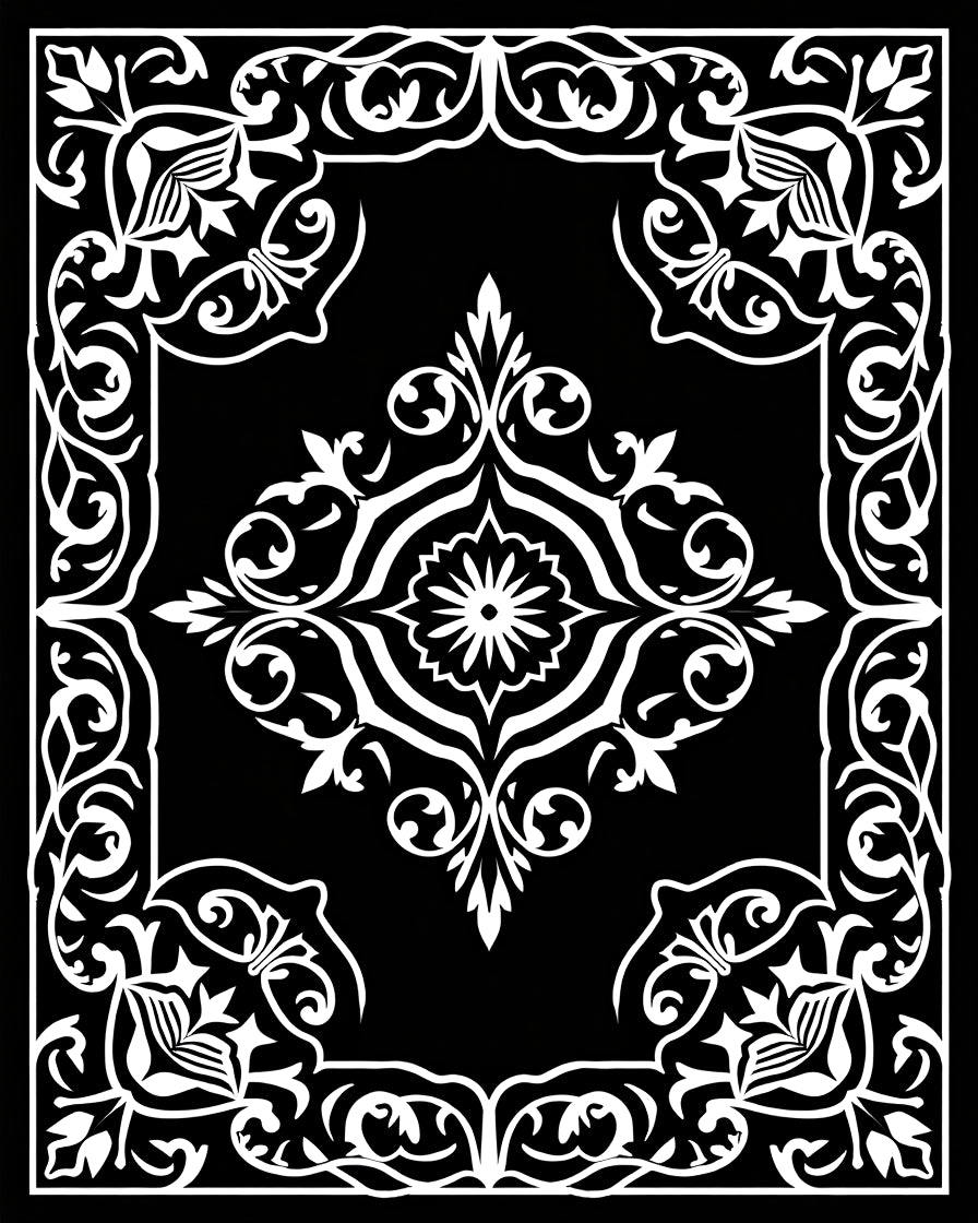 Vintage White Floral Inspired Pattern Rug