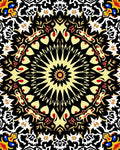 Ornate Black Gold Floral Medallion Rug