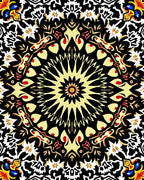 Ornate Black Gold Floral Medallion Rug