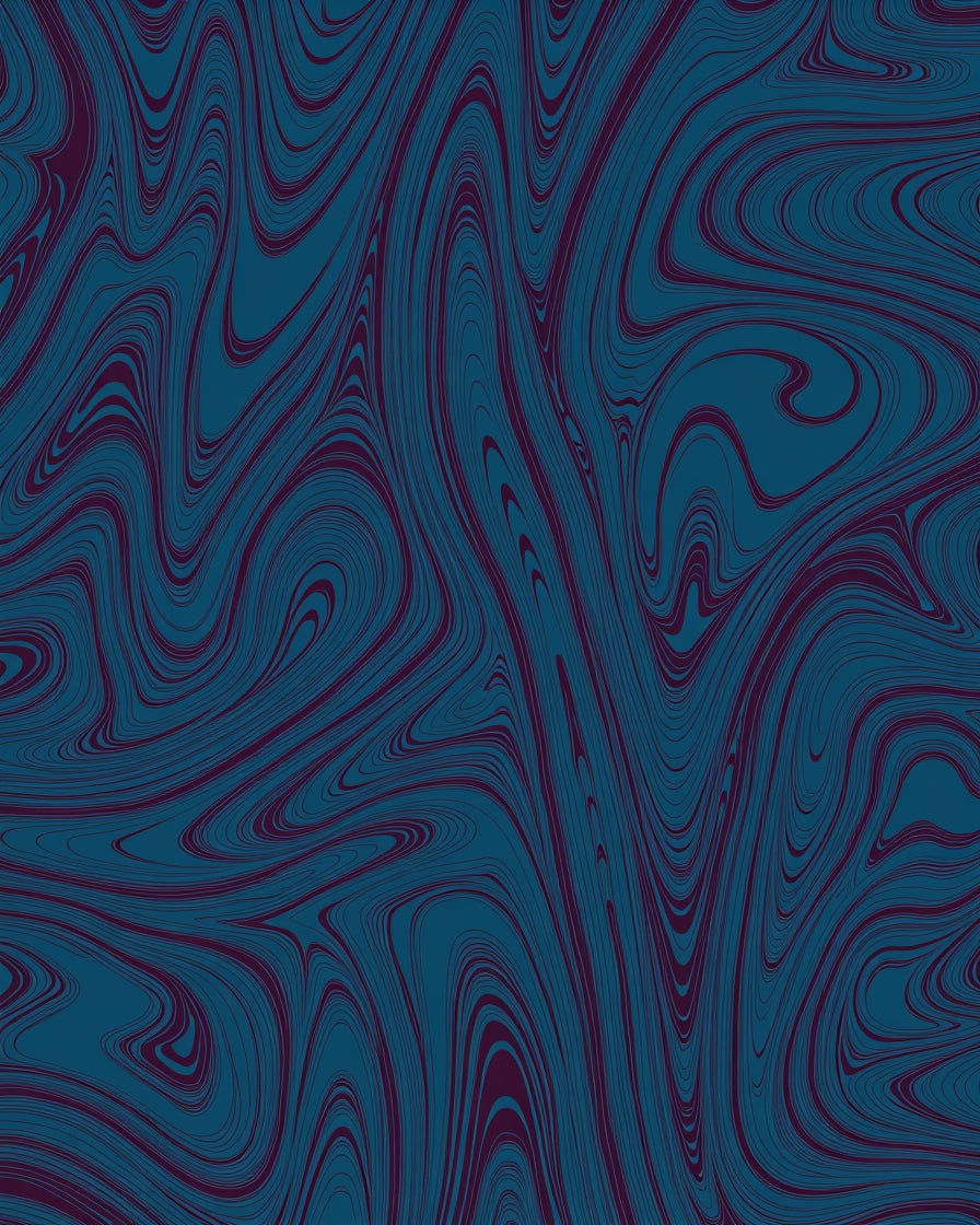 Deep Blue Marbled Flow Pattern Rug