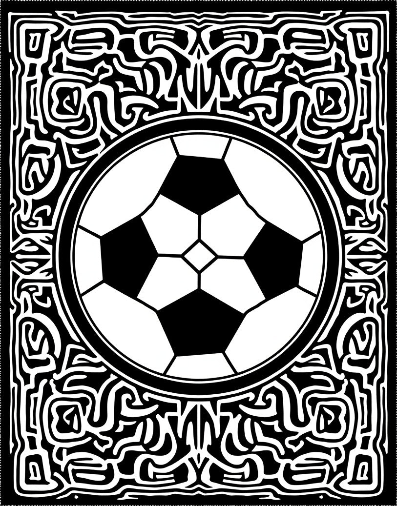 Abstract Football Maze Pattern Rug