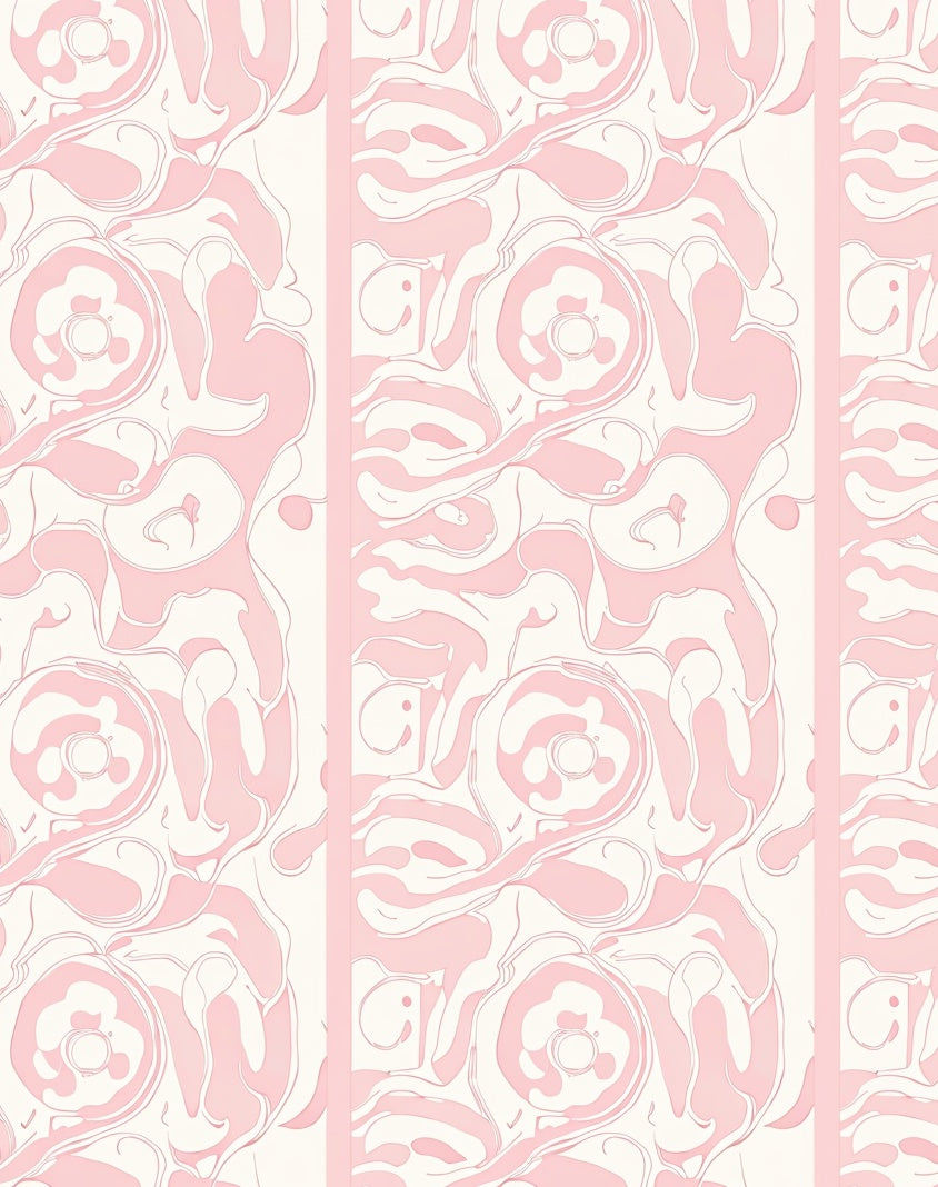 Abstract Pink Floral Swirl Pattern Rug