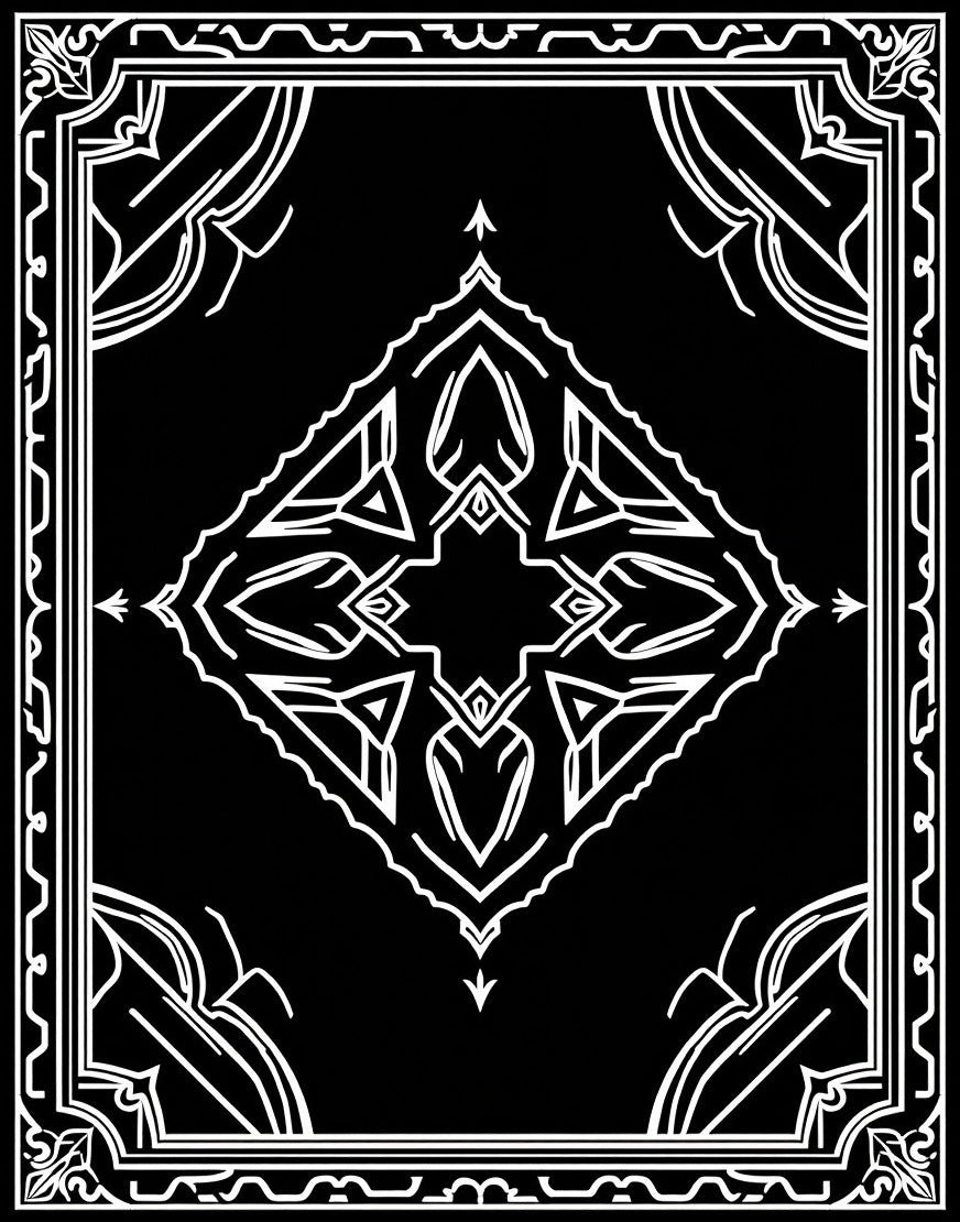 Ornate Black White Tribal Design Rug